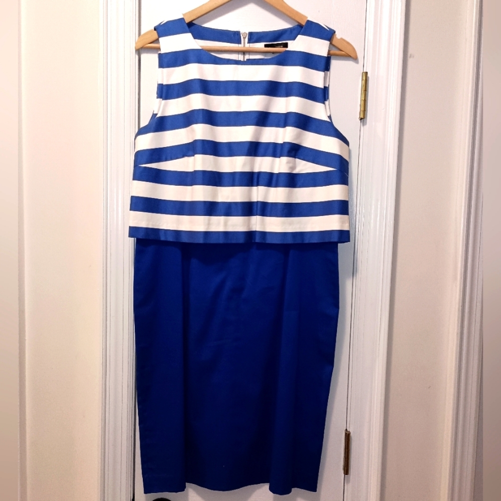 Spense Brand Blue White Sleeveless Stripe Dress size 12